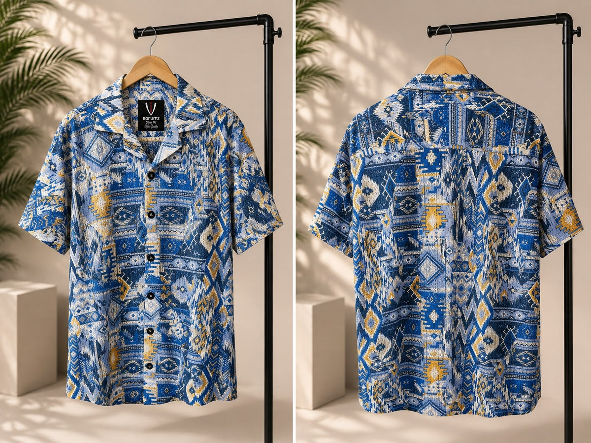Blue Tribal Pattern Shirt