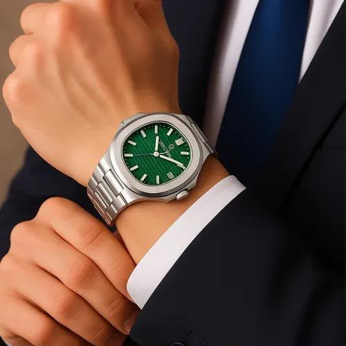 Luxury Green Dial Stainless Steel Watch
