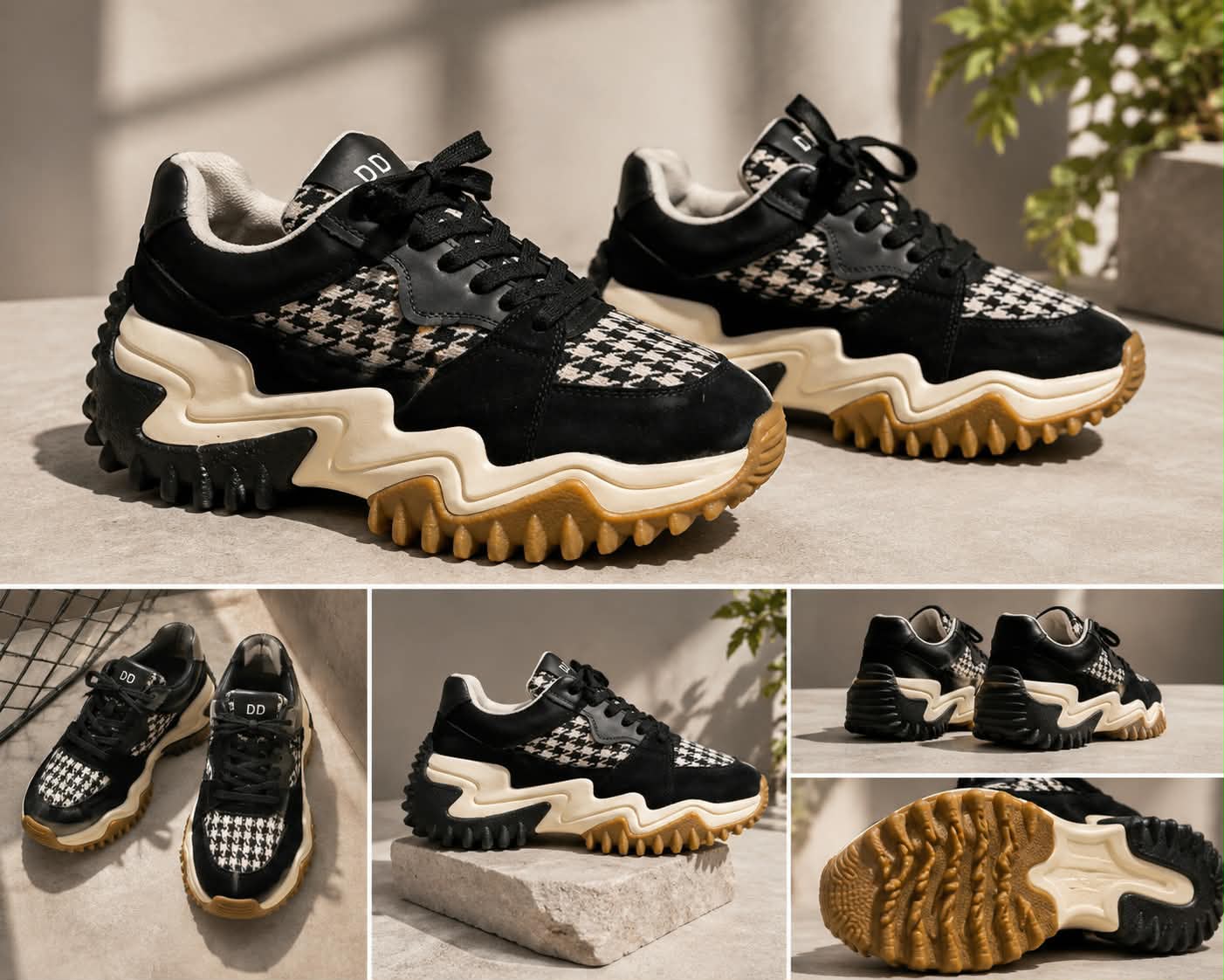 Houndstooth Chunky Platform Sneak