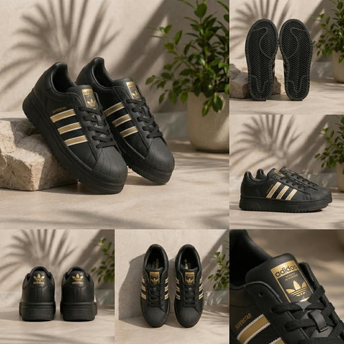 adidas Superstar – Black / Gold Metallic